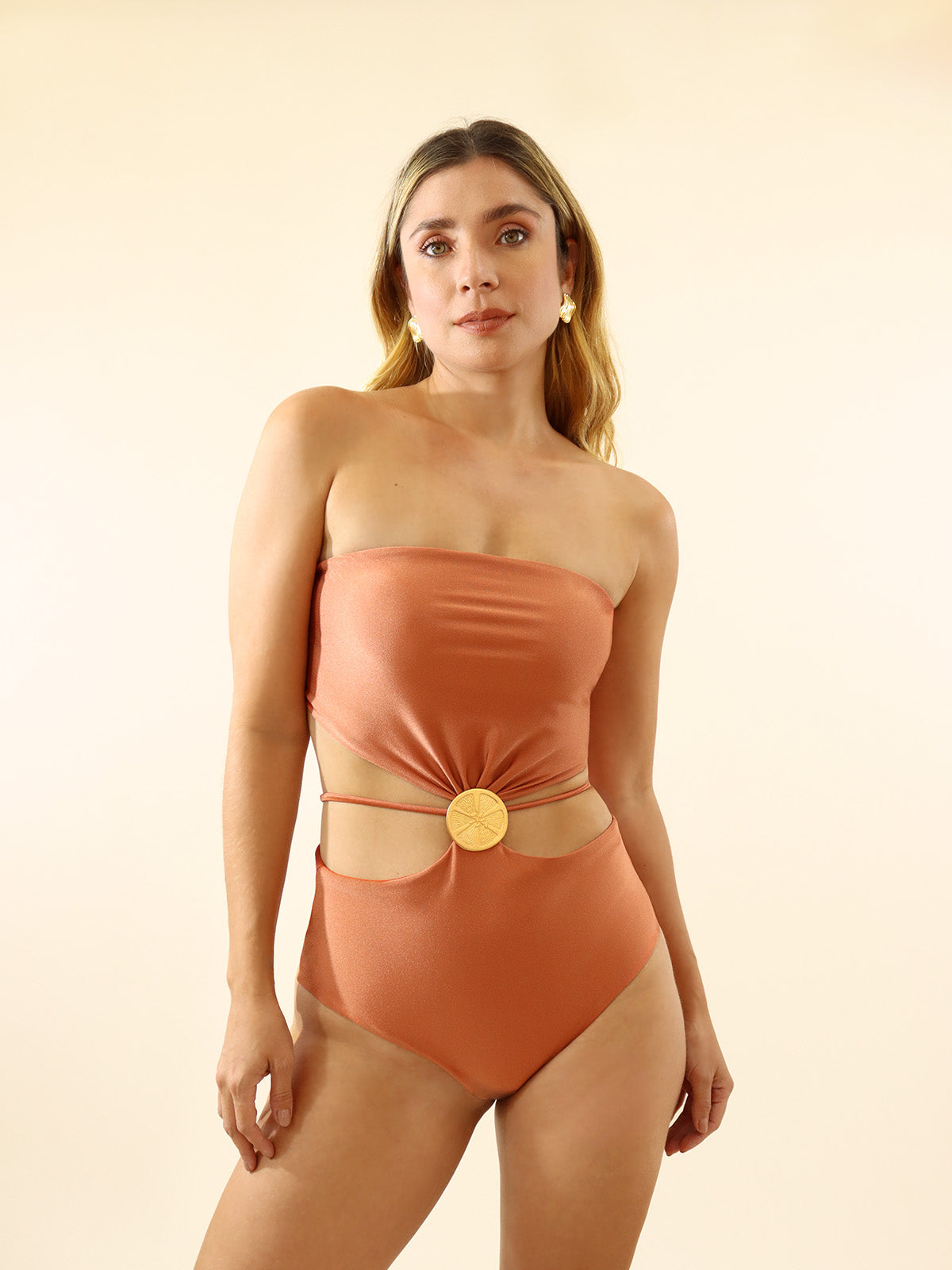 Enterizo Strapless Herraje Naranja